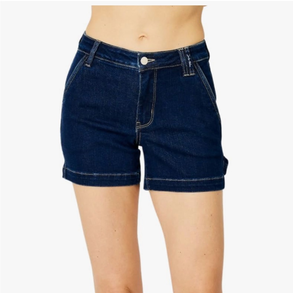 Judy Blue Mid rise Classic Carpenter Denim Shorts Dark Blue 2XL